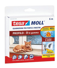 Guarnizione x porte e finestre profilo D in gomma 6 mt x  3-7 mm Tesa Moll