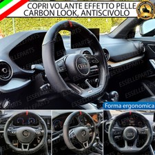 COPRIVOLANTE COVER EFFETTO PELLE CARBON LOOK PER CITROEN C4 CACTUS BASE PIATTA