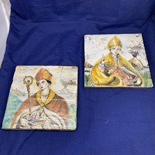 Coppia Maioliche Smaltate Dipinte Raffiguranti San Gennaro