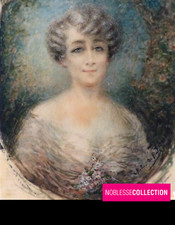 ANTICO RITRATTO DI SIGNORA FIRMATO DEL XX secolo in miniatura francese dipinto a mano 3,50 pollici