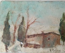 Vasco Tortelli Barberino Di Mugello 1932 2020 Nevicata 13x17 Olio Su compensato 