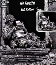 Figura in resina 1/16 120 mm carta da lettura paracadutisti USA in macerie model kit 1650