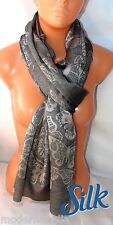 luminosa SCIARPA FOULARD collezione uomo,donna,in Seta Tinta unita nero argento
