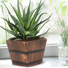 Fioriera a botte in legno