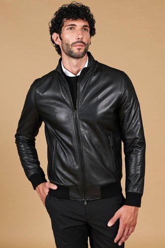 Bomber pelle uomo nero - pelle,