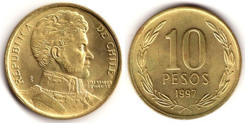 Cile pesos 1997 - cile, 10