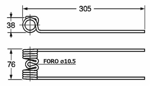 Dente ricambio ranghinatore - dente,