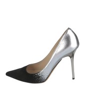 JIMMY CHOO Abel 100 décolleté nere e argento in pelle e camoscio 7,5 IT 37,5 buone e scatola