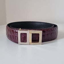 Cintura in Pelle CASA DEL CUOIO UDINE Stampa Coccodrillo Viola Lucido (85 cm)