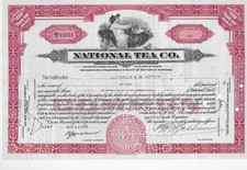 1933 AZIONE NATIONAL TEA  PASSATA DI MANO  A WALL STREET COME DA TIMBRI DOC