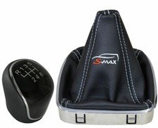 Ford S-Max 2006-2008 Pomello Del Cambio + Cuffia Leva Cambio Ricamo Vera Pelle