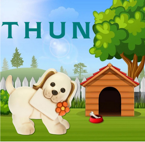 Thun cane con cartello - thun,