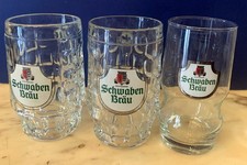 3x VINTAGE BOCCALE BICCHIERE BIRRA schwaben brau 0,4 0,5 l stoccarda germany