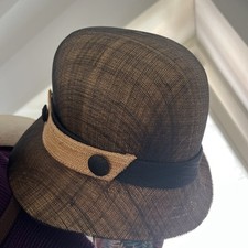 Elegante Cappello Da Cerimonia In Paglia Di Firenze Marzi Color Nero E Beige