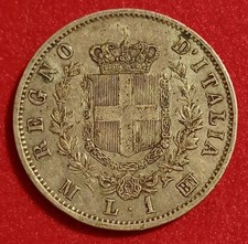 REGNO D'ITALIA VITTORIO EMANUELE II 1 LIRA STEMMA 1867 MILANO