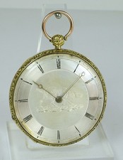 Orologio da tasca in oro massiccio 18carati quadrante con cane caccia circa 1860