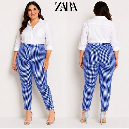 Pantalone zara blu - zara, gingham