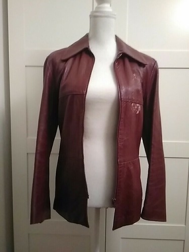 Giacca pelle bordeaux - bordeaux, con