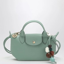 Borsa Longchamp Celadon Le Pliage Xtra - Mini in pelle verde pallido con tracolla