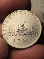 500 Lire Moneta Repubblica Italiana  3 Caravelle 1964 Argento 835/.. gr. 11