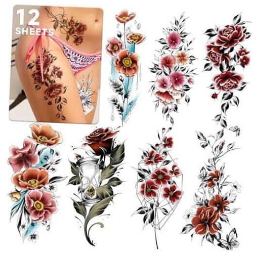 Tatuaggi finti rosa colorati