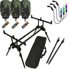 NGT Canna Pod Dual Line PLUS Canna da Pesca alla Carpa 3 Canne con 3 Allarmi Indicatori 3 Morsi