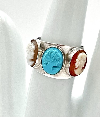 Anello oro bianco - 14kt, cammei