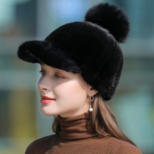 Cappello da donna in vera pelliccia di visone berretto caldo berretto berretto berretto berretto da baseball copricapo a punta