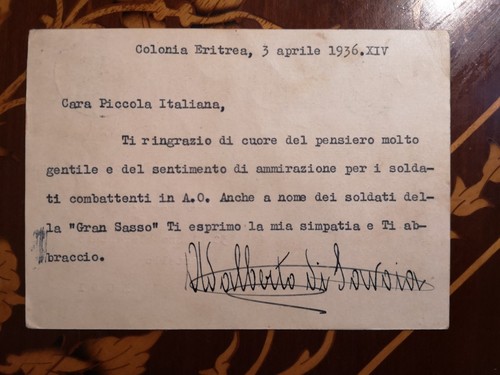 Autografo adalberto savoia - autografo, di