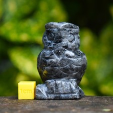 Black Moonstone Crystal Owl Carving | Intuition • Protection • Inner Strength