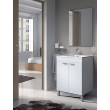 Mobile bagno bianco con lavabo in ceramica cm 60x45x80H con specchio incluso