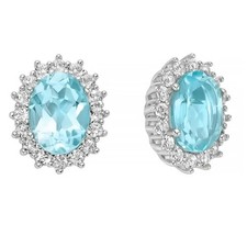 Orecchini Miluna Donna Argento 925 A Lobo Topazio Azzurro Ovale _ERD3121