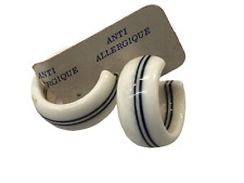 ORECCHINI CERCHI PLASTICA BIANCA NERA BIGIOTTERIA VINTAGE ANNI 70-90 CM2,5X1