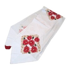 Runner da tavolo vintage Kleeneze Natale Poinsettia nappa decorazione festiva NOS T17
