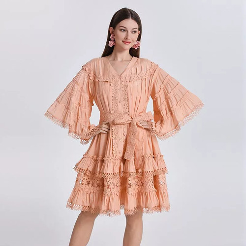 Vestito midi arancio maniche - maniche, a