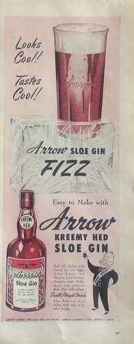 1950 arrow sloe gin vintage - arrow,