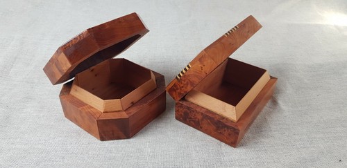 Pair handmade hinged wooden - of,