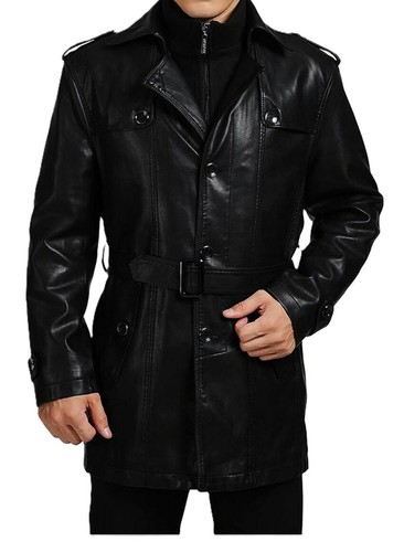 Cappotto uomo nero vera pelle