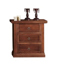 COMODINO ARTE POVERA IN LEGNO 3 CASSETTI TINTA NOCE 64X35X62 (77).