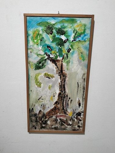 Quadro dipinto mano albero - dipinto,