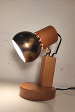 LAMPADA DA TAVOLO LEGNO OTTONE, ANNI 70. STILE PALLUCCO