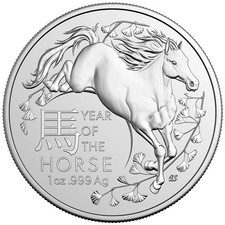 Australia 1 $ 2026 LUnar Anno del Cavallo 1 oz Argento 9999 RAM ST/BU