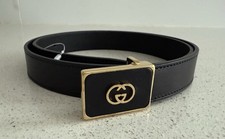 Cintura Gucci GG in pelle nera