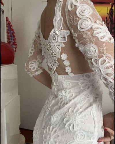 Elegante abito pizzo bianco - abito,