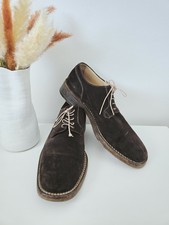 $1285 LIDFORT punta liscia DERBY BRUNITO MARRONE SCURO SCAMOSCIATO UK 9 US 10