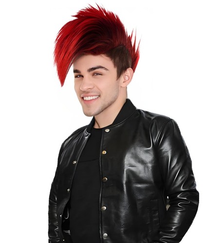 Parrucca mohawk rossa nera - parrucca,