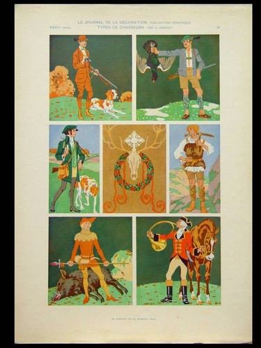 Hunters stampa 1913 art - hunters,