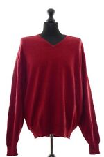 William Lockie Pullover Uomo 58 Rosso Leggero Scollo A V Maglia Lana Vergine