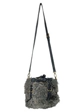 Borsa a tracolla TOSCA BLU donna grigia pelliccia sintetica vintage streetwear 24x22 cm