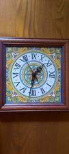 OROLOGIO A MURO PIASTRELLA IN CERAMICA Santo STEFANO DI CAMASTRA BORDO IN LEGNO 